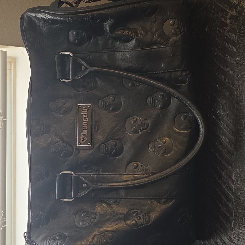 Loungefly Black Embossed Skull Duffel Bag